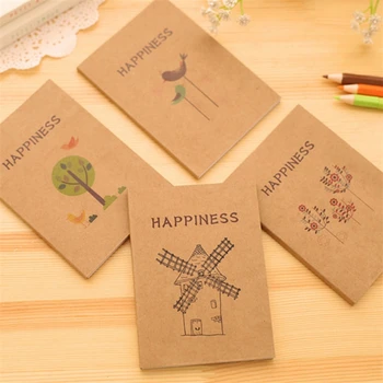 

1pc Tree Bird Vintage Notebook Notepad Blank Page Mini Pocket Writing Pads Notebook Gift School Office Supplies Random Pattern