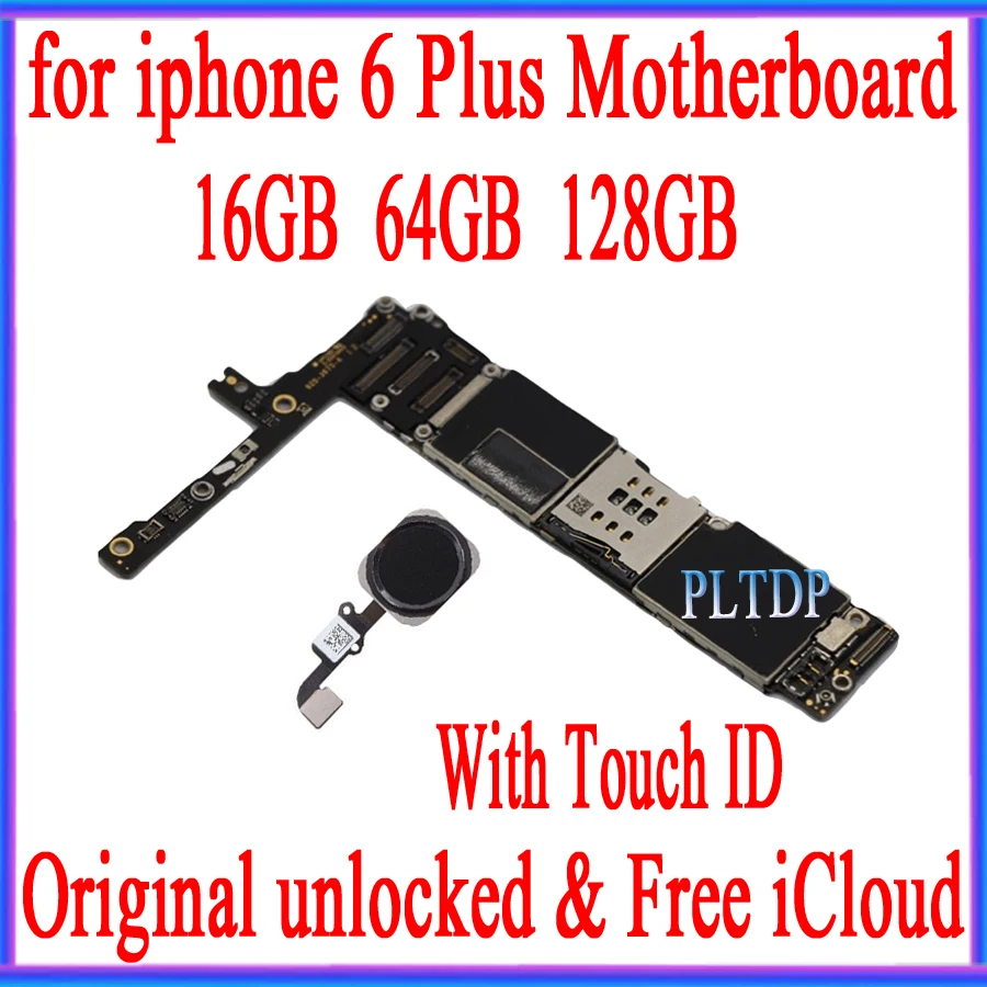 

16GB 64GB 128GB Original Motherboard For iPhone 6P Unlocked Mainboard Free iCloud IOS Logic Board With Fingerprint Home Button