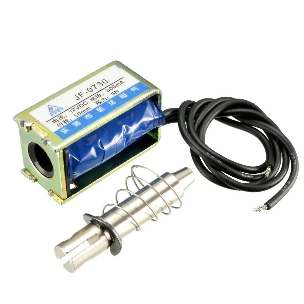 

Uxcell DC 12V Solenoid Electromagnet 300mA 1/8A 3.6/96W 5/15/50N 10/15mm Pull Type Linear Motion Solenoid Electromagnet 1PCS
