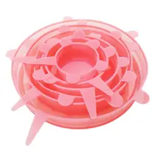 6 шт многоразовые прочные растягивающиеся силиконовые крышки для пищевых продуктов, которые сохраняют свежесть продуктов, прозрачные крышки