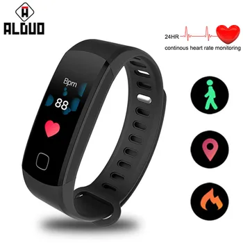 

ALANGDUO Smart Fitness Bracelet 0.96" Color Screen Continuous Heart Rate Monitor USB Charging Smart Wristband For iOS Android