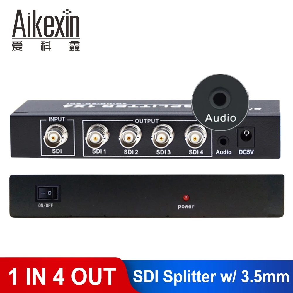 Aikexin 4 порта SDI сплиттер 1x4 усилитель распределения HD преобразователь адаптер с 3 5