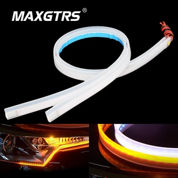 

2x Ultrafine 30cm 45cm 60cm DRL Flexible LED Tube Style Daytime Running Lights Tear Strip Car Headlight Turn Signal Brake Lamps