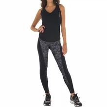 BONJEAN Women Sexy Slim Sports Leggings Black And Gray Paneled Plus Slim Fitness Workout Yoga Pants Lady Gym Clothes Sportwear