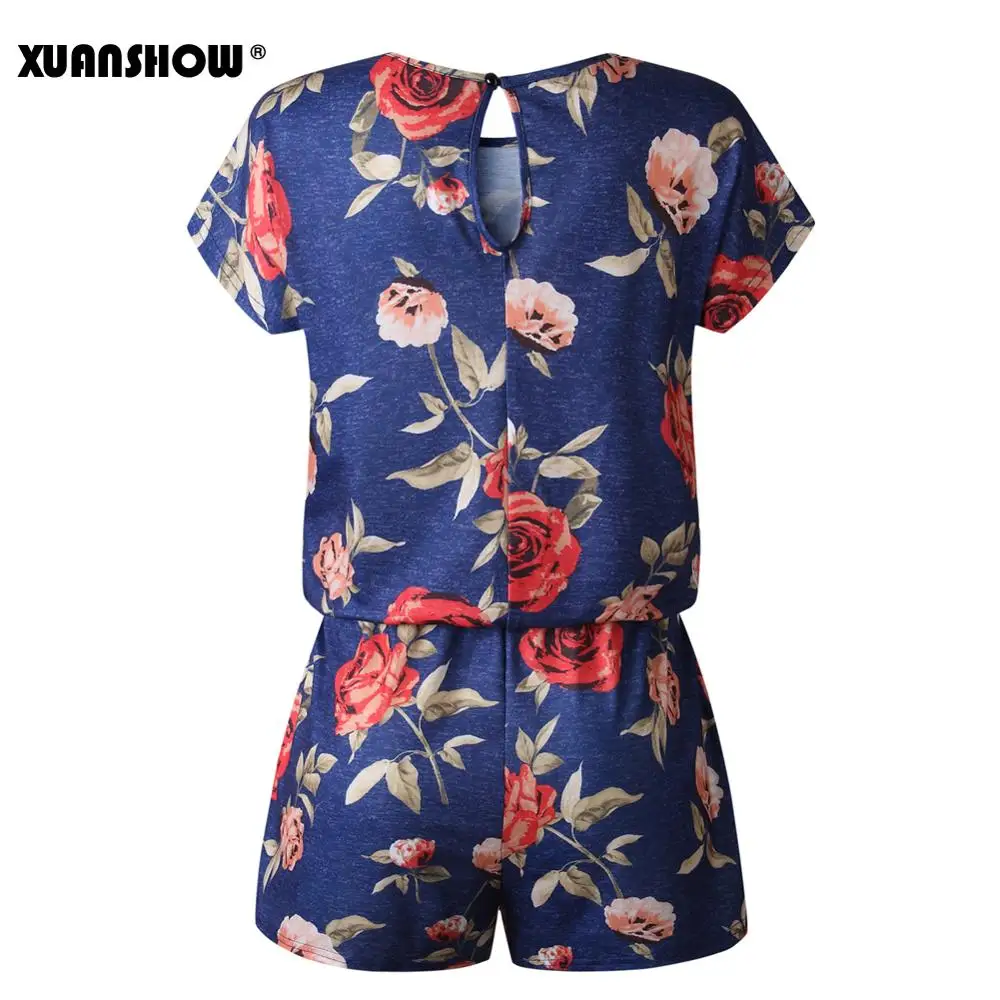 XUANSHOW комбинезон женская одежда 2019 летний Свободный с цветочным принтом модный
