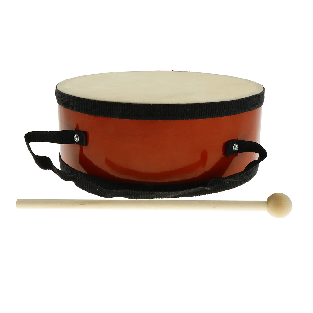 Tooyful Exquisite Wood Indian Hand Drum Double Side with Mallet Beater for Children Musical Toy Gift