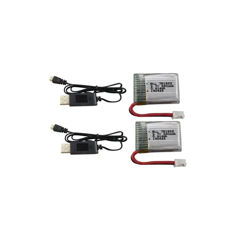 RCtown 2PCS 3.7V 220mah Lithium Battery with USB for E010 GoolRC T36 NINHUI NH010 F36 Holy Stone HS210 Accessories | Игрушки и хобби