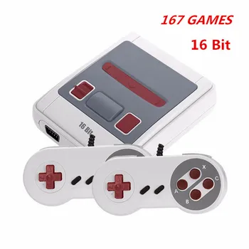 

New 16 Bit Game Console Mini AV Output Built-in 167 Retro Classic Games TV Game Console Double Handheld Controllers Video Game