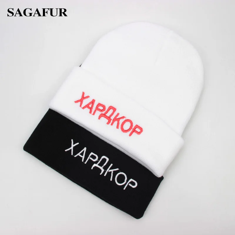 

Letter Embroidery Russian Beanies For Men Winter Cap Women's Soft Warm Knitted Hat Female Fashion Brand Acrylic Skullies gorro