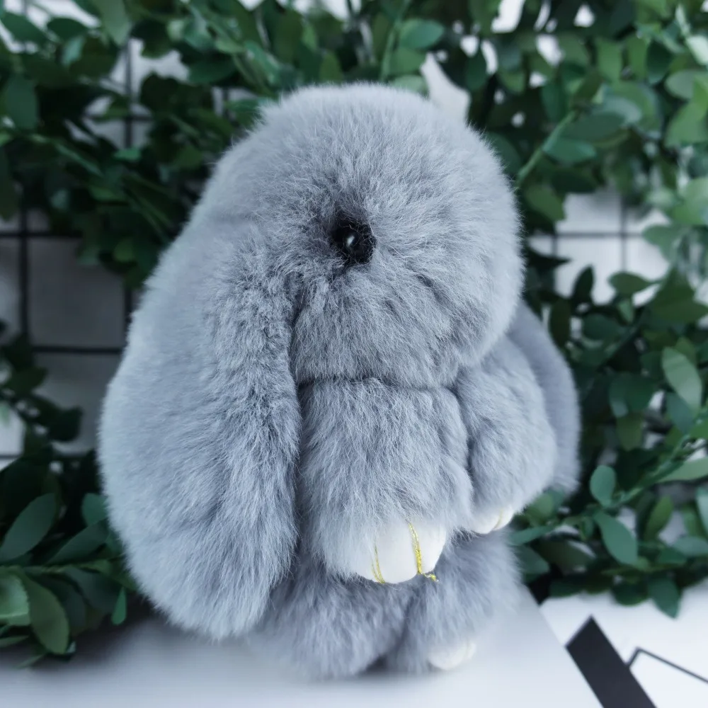 Кролик брелок натуральный мех Рекс брелок Симпатичные Сумка помпоном Fashion doll
