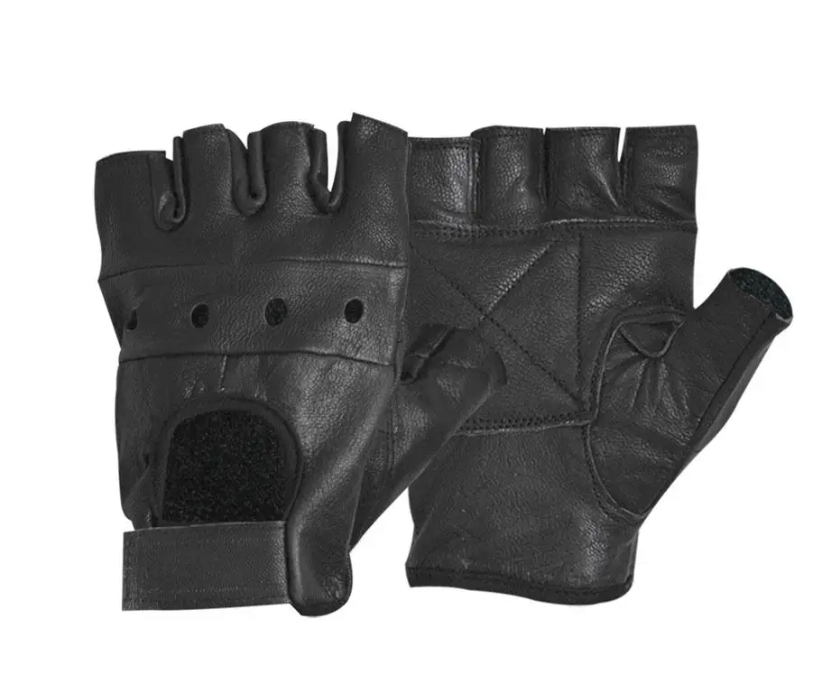 Модные мужские кожаные перчатки без пальцев, сценические спортивные однотонные черные перчатки для вождения