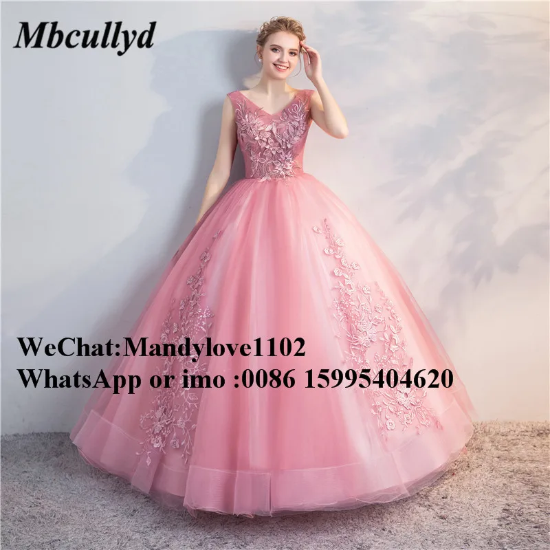 Очаровательные розовые кружевные платья Mbcullyd для Quinceanera 2019 сексуальное бальное