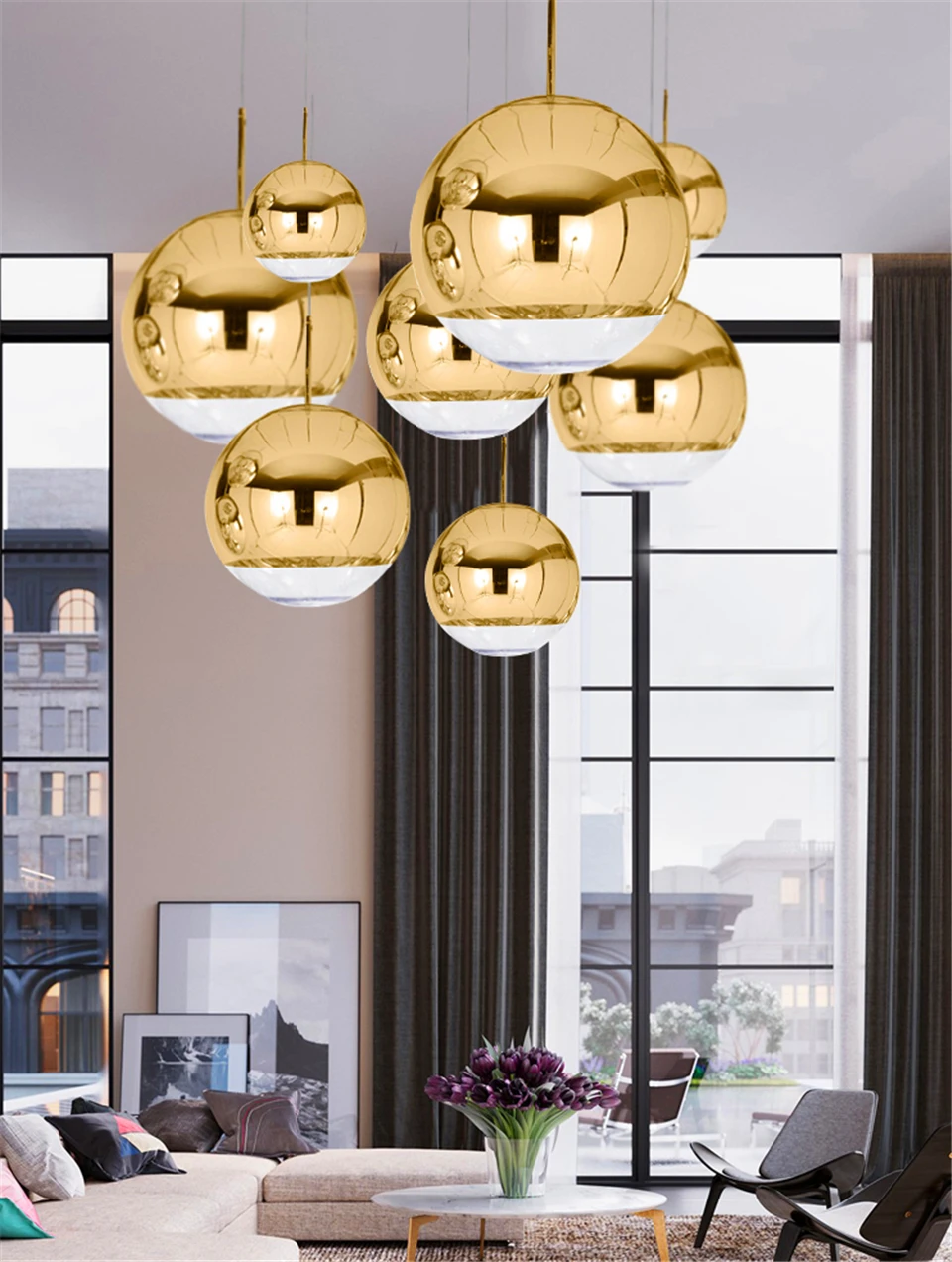 Скандинавский Золотой Серебряный стеклянный шар Лофт светодиодный подвесной светильник для ресторана бара промышленное освещение подвесной светильник Кухонные светильники