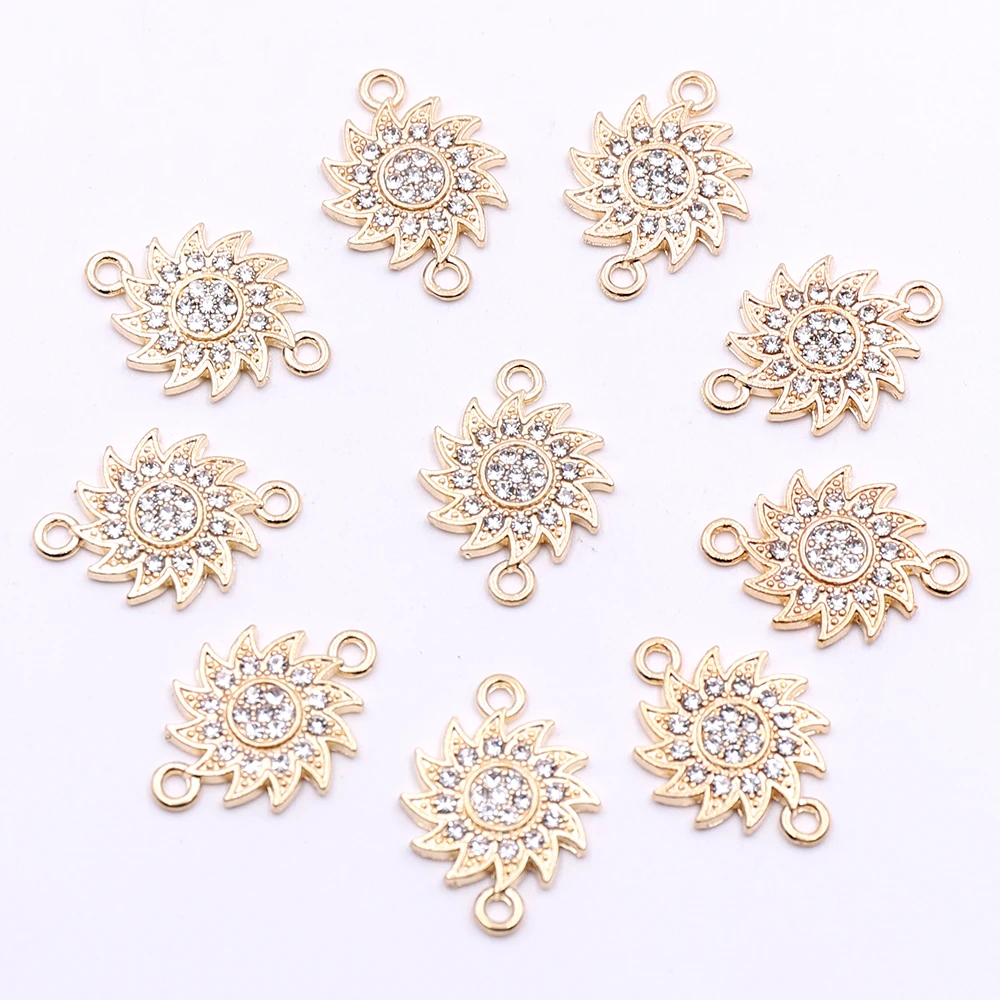 

Wholesale Gold Sunflower Rhinestone Connectors Charms for Jewelry Making DIY Charm Bracelet Accessories for Jewelry Crafts