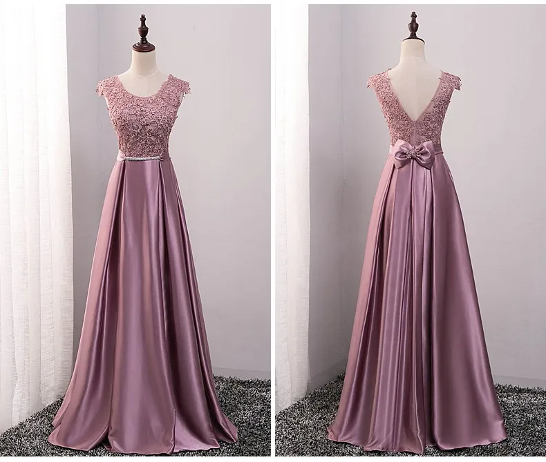 Индивидуальный заказ Vestidos розовое золото спинки Кружева атласные длинные платья