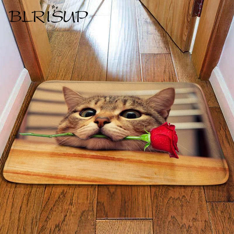 

BLRISUP Lovely Pet Dog Cat Floor Mat Cute Animals Anti-slip Doormat For Living Rooms Bathroom Door Mats Outdoor Kitchen Carpet