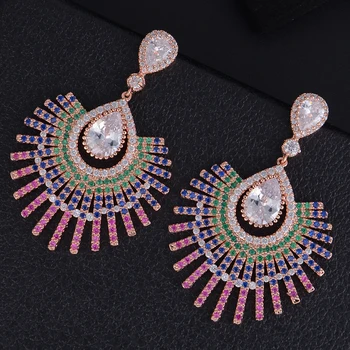 

missvikki Fashion AAA cubic zirconia Famous Design Luxury Earring Geometry Flower Full Mirco Paved Cubic Zirconia Wedding