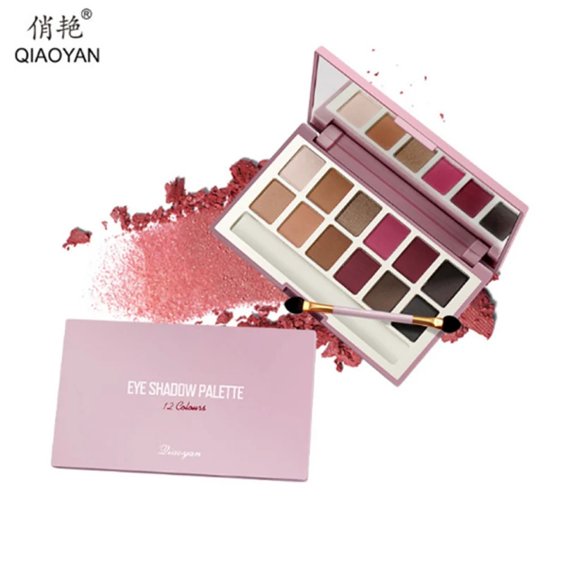 

QY brandCharm, matte pearlescent waterproof 12 Color Eyeshadow professional makeup