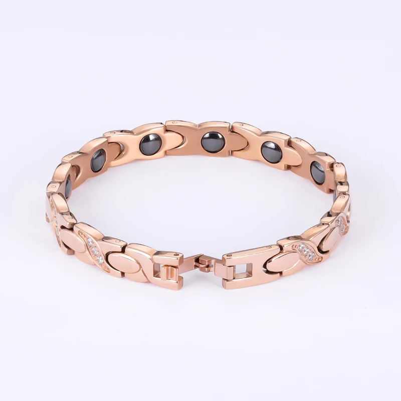 2019 fashion Girls jewelry female Charm Bangles CZ stone rose gold color 18.5cm magnetic bracelets for women (2)