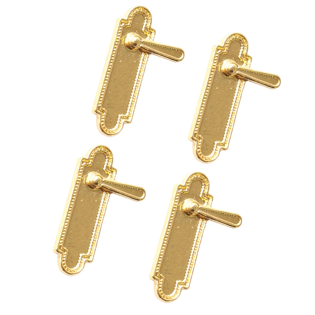 

4Pcs Dollhouse Miniature Victorian Knob Locks With Door Handles Accessories Girls Doll house Toy