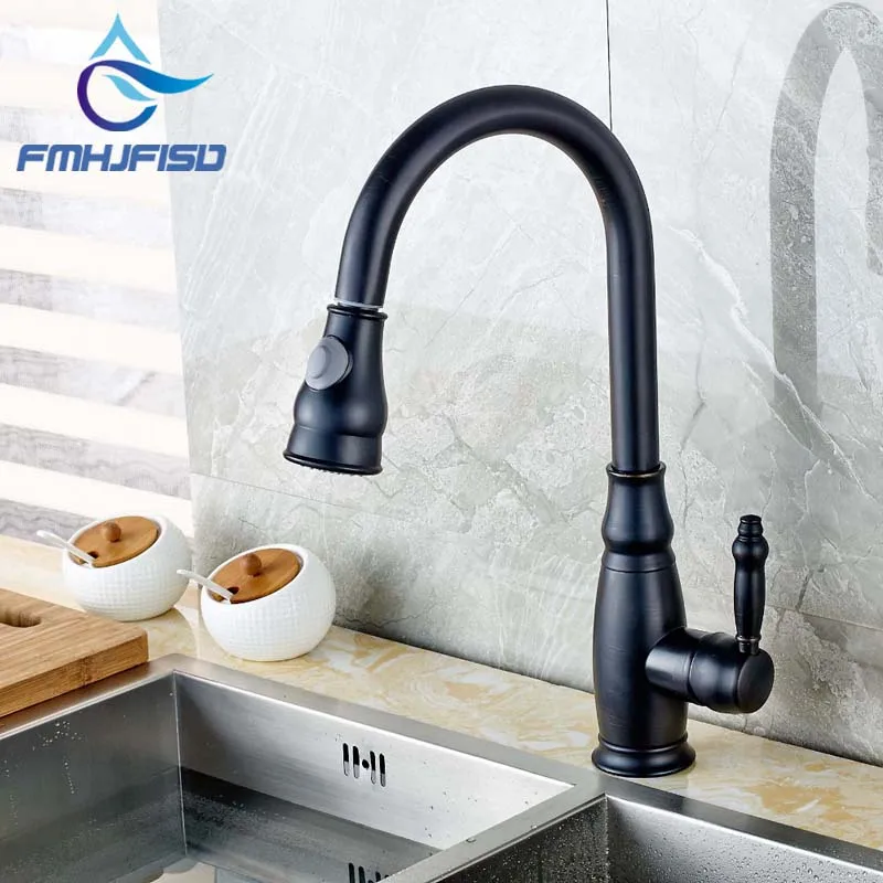 

Pull Out Sprayer Kitchen Faucet Oil Rubbed Bronze Deck Mounted Mixer Faucet Swivel Dual Functions Spout