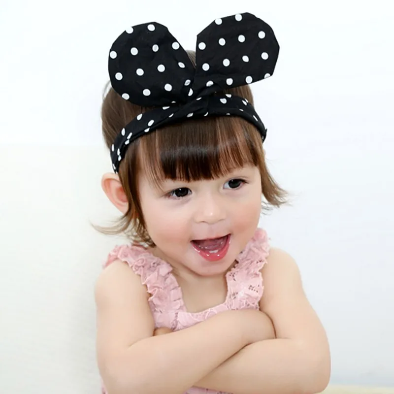 2017 Kids Hair Clips Dot Ear Bow Headband Children Baby ...