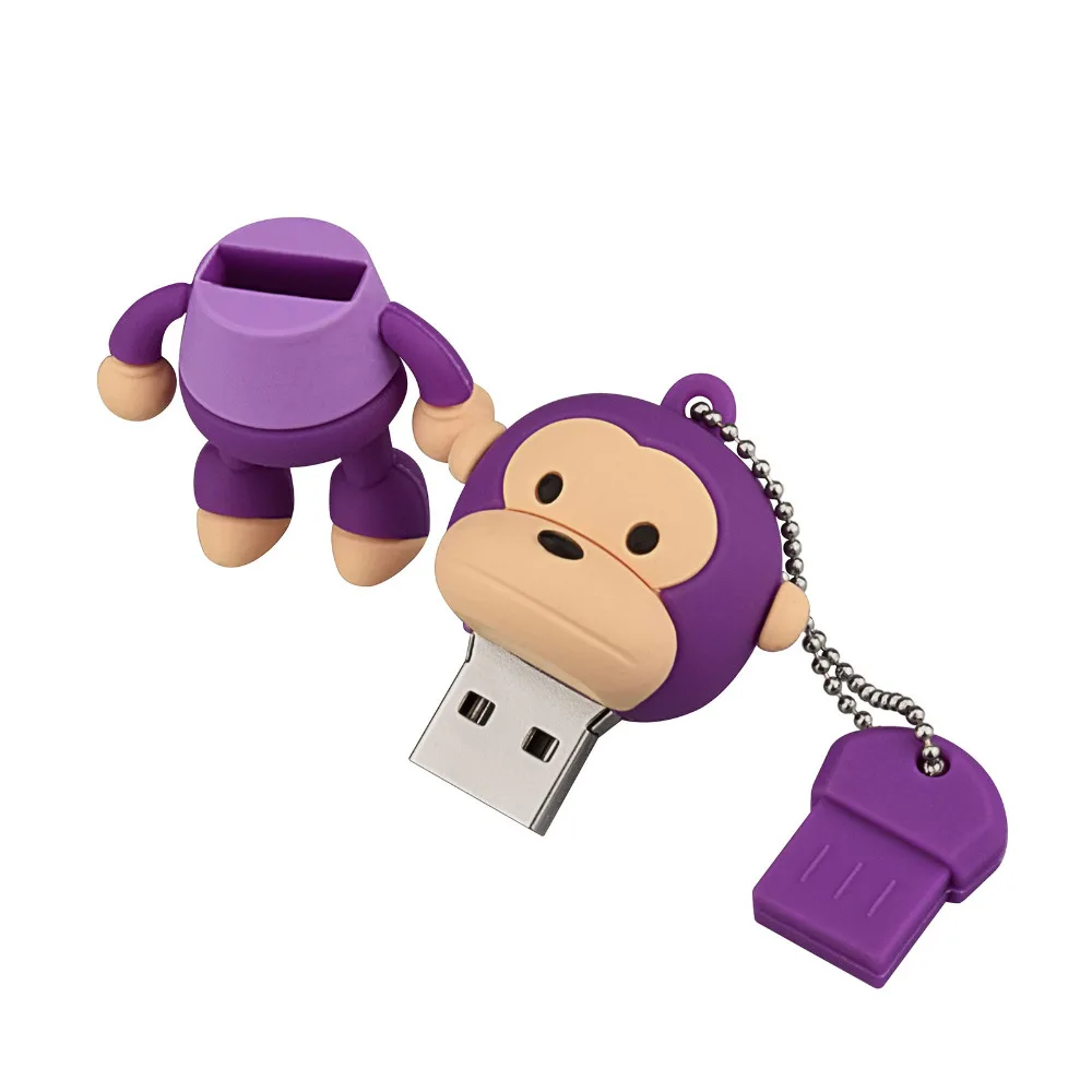J боксинг фиолетовый 64GB USB флэш накопитель Забавный дизайн обезьянка Флешка карта