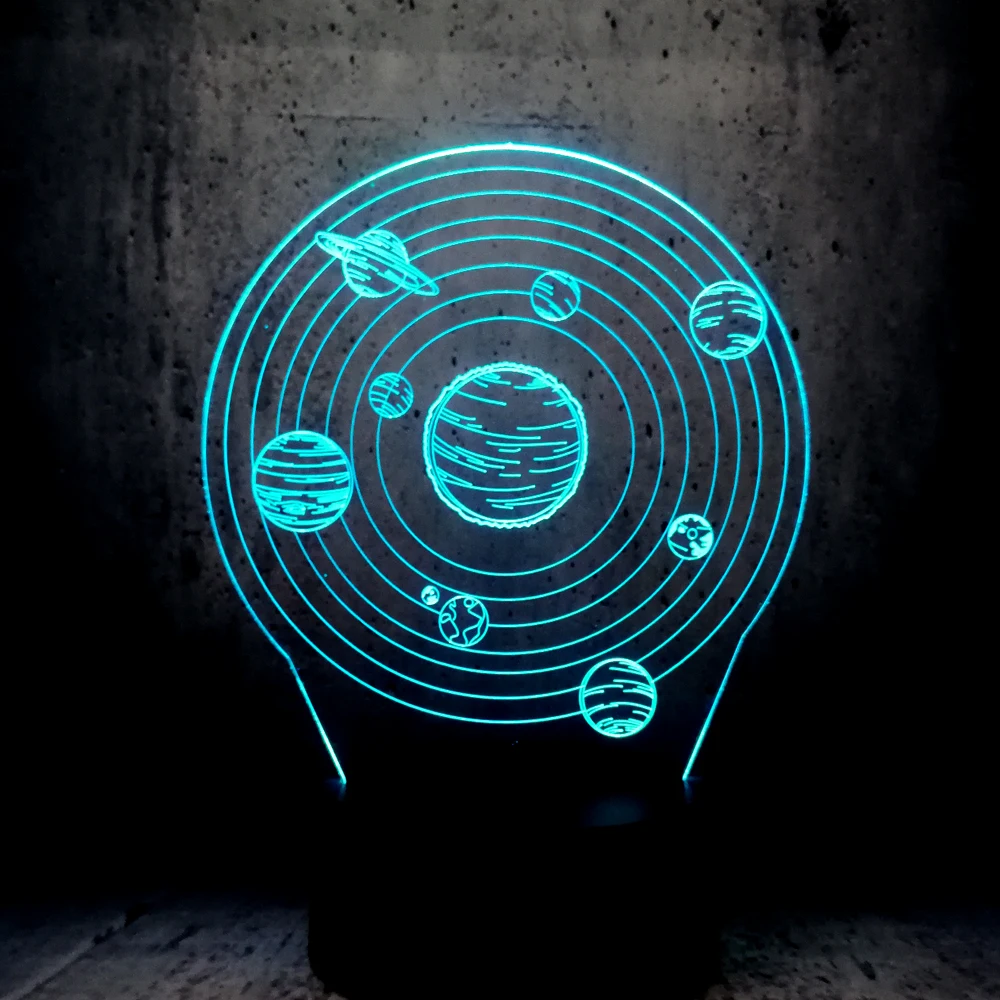 

Novelty Universe Nine Planet Trails Goble 3D USB LED Lamp Acrylic 7 Colors Changing Touch Remote Controller Lights Table
