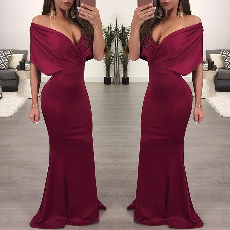2018 New Maxi Long Banquet Dress Strapless Sexy Women Evening Party