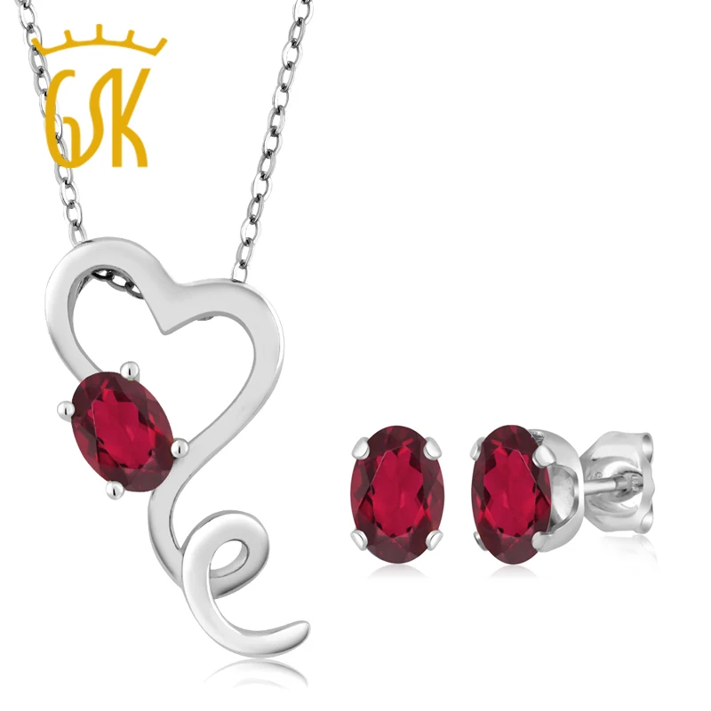 GemStoneKing 2 45 Ct Овальный Красный Мистический топаз набор украшений для женщин