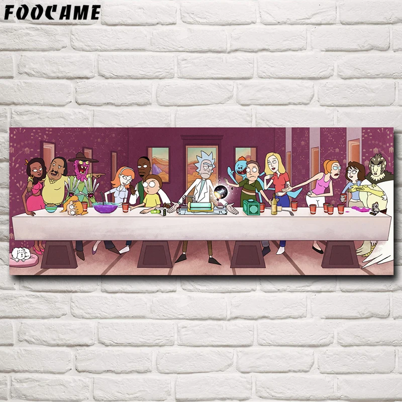 

FOOCAME Rick and Morty Sanchez Anime Posters and Prints Art Silk Painting Wall Decorations Living Room Pictures Home Decor