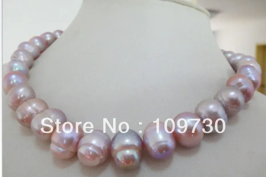 

Jewelry 0012048 HUGE 18"13-15MM SOUTH SEA GENUINE GOLDEN LAVENDER PEARL NECKLACE 14KGP