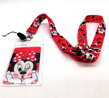 

Retail 1pcs cartoon minnie Neck Strap Lanyards Card Holders Bank Neck Strap Card Bus ID Holders Rope Key Chain L210