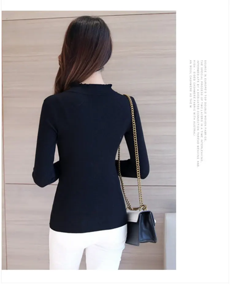 Women Sweater High Elastic Turtleneck Jersey Ladies 2019 Autumn Winter Sweater Women Slim Lace Bottoming Knitted Pullovers (9)