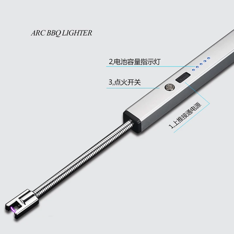 Барбекю кухонная зажигалка для свечей более длинная вращающаяся плазменная дуговая Зажигалка для барбекю светодиодный дисплей батареи USB Электронная зажигалка для прикуривателя