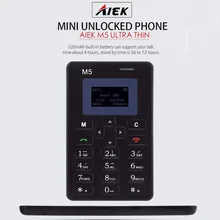 AIEK M5 GSM 2 г карты мобильного телефона 4.5 мм ультра тонкий pocket mini slim карты телефон 1.0 дюймов LED дисплей QWERTY клавиатура дочерним телефоном