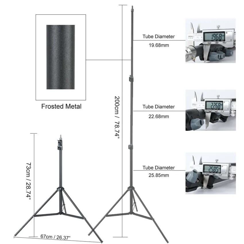 High Quality 6ft 2m Heavy Duty Steel Photograhy Studio Light Stand Photo Video Softbox Boom Bracket Stands Strobe Holder Tripod