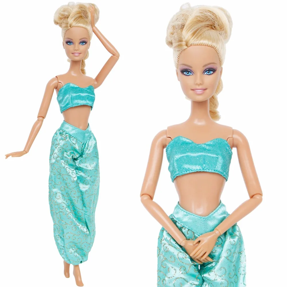 

Fairy Tale Princess Outfit Copy Aladdin Costume Strapless Vest Gold Pattern Trousers Accessories Clothes for Barbie Doll Toy