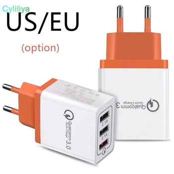 

300pcs QC 3.0 Fast Wall Charger Quick Charge Adapter 3 USB Port for Iphone IPAD Samsung Huawei Xiaomi