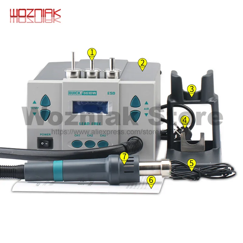 Быстрый 861DW бессвинцовый фена паяльная станция интеллектуальный цифровой дисплей 1000 Вт паяльная станция для ремонта чипа PCB