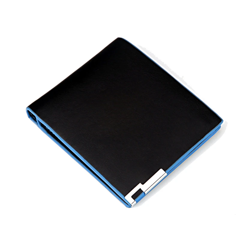 

Hot Men Color Side Wallet Short Style Iron Side Wallet Leather Fashion Waterproof Contrast Leather Wallets Card Holders Pouch