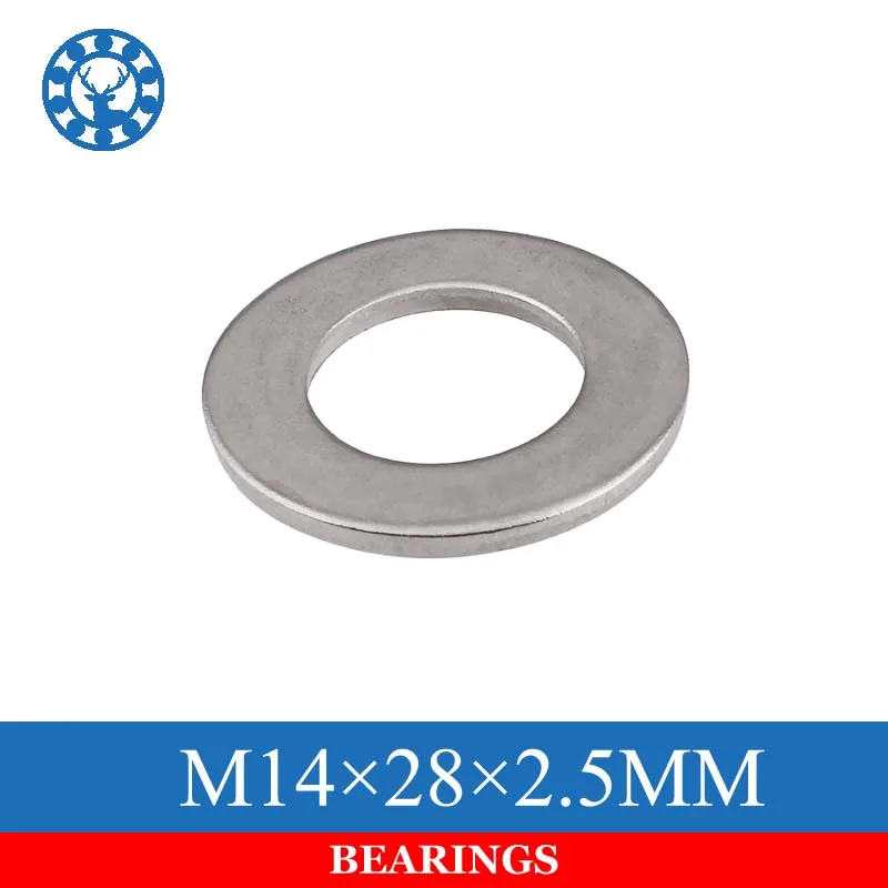 

10 шт. DIN125 ISO7089 M14X28X2.5MM 304 Шайба из нержавеющей стали