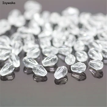 

Isywaka 100pcs Clear Color Faceted Teardrop Beads Austria Crystal Beads Waterdrop Beads Loose Spacer Bead for DIY Making,3x5mm