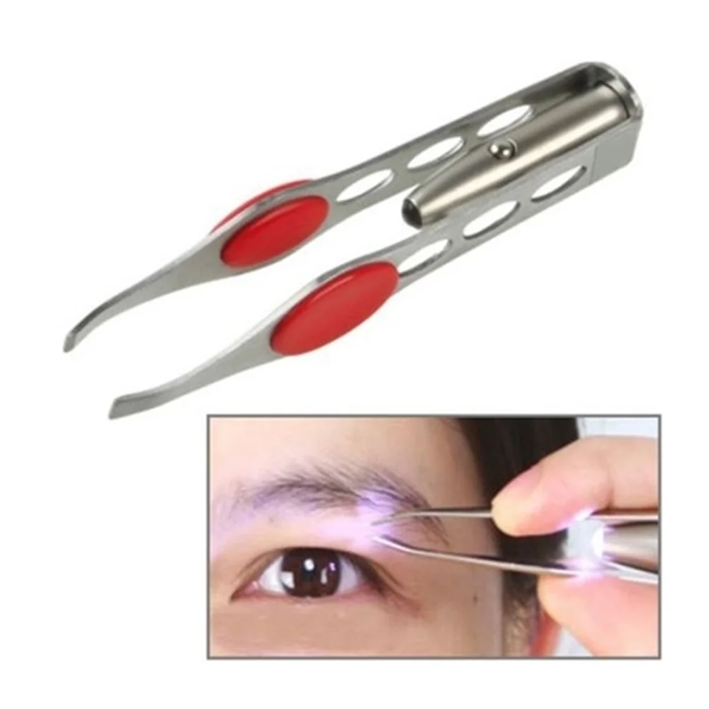 1PC Beauty Women Eyebrow Tweezer With LED Light Facial Hair Removal