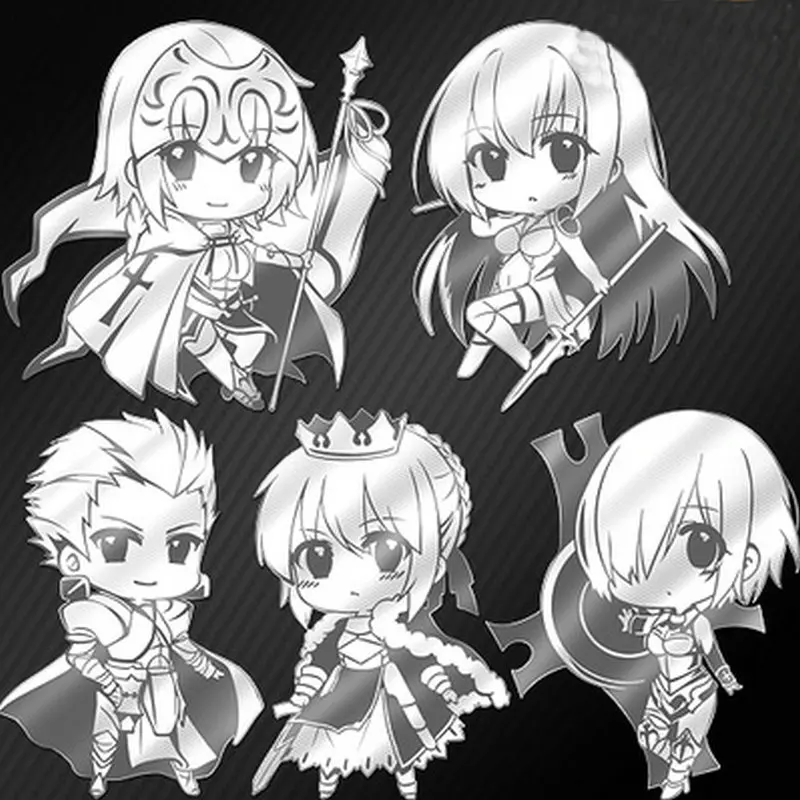 5 قطع أنيمي FGO مصير الكبرى بالدفع المعادن ملصقات مصورة ل للهاتف المحمول والحاسوب المحمول ملصقا DIY سجل القصاصات ملصقات لعبة