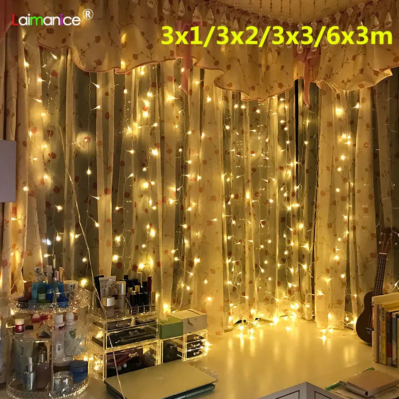 Светодиодный свет в виде сосульки 3x1/3x2/3x3/6x3 m Рождественская Свадебная вечеринка