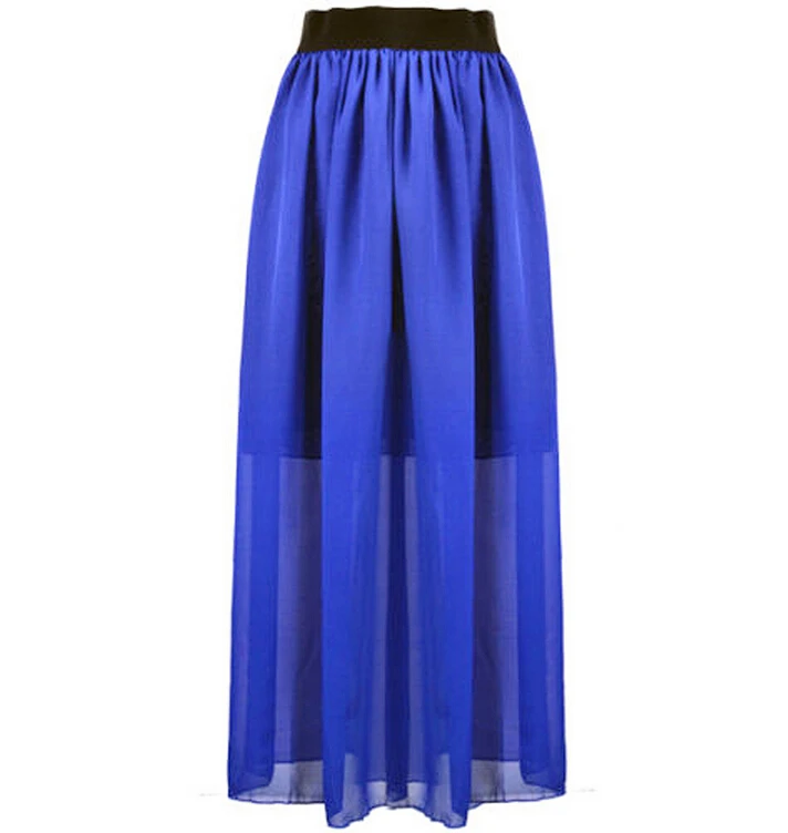 Новинка, женская шифоновая плиссированная эластичная юбка с длинным поясом, 7 цветов