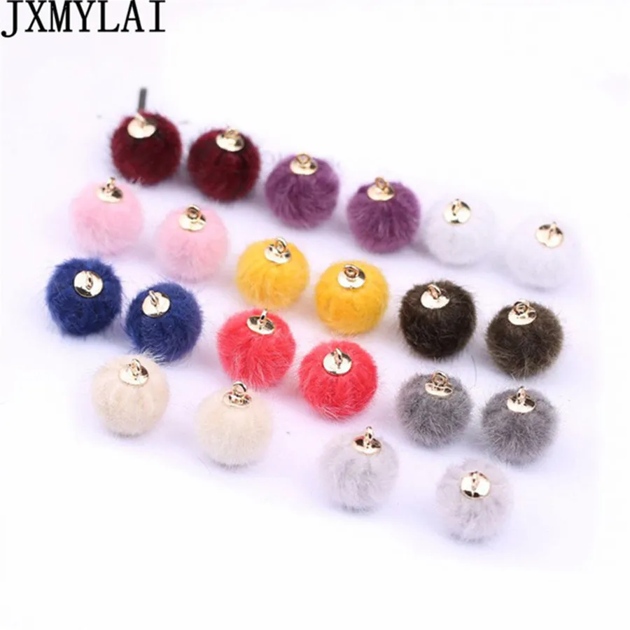 

JXMYLAI DIY Handmade Fur Covered Ball Beads Charms Pendants For Earring Necklace Bracelet Jewelry Making