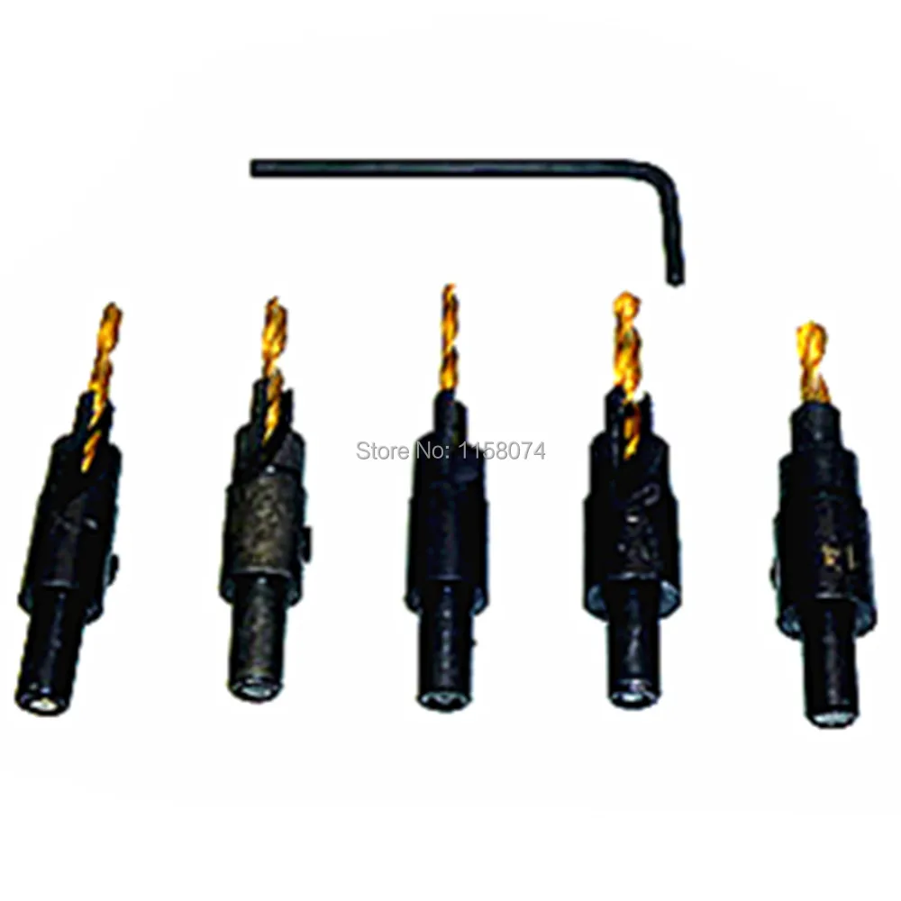 5pc Countersink Drill Bit Set Counter Sink Chamfer Cutter Pilot Hole