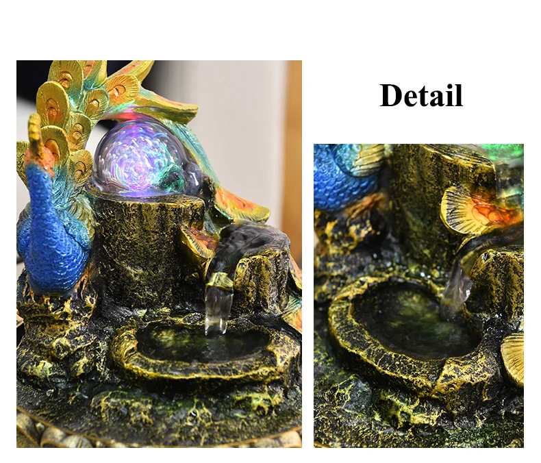 Креативный Павлин фонтан воды китайский дом фэн шуй фонтан украшения рабочего стола струящаяся вода декоративные ремесла украшения
